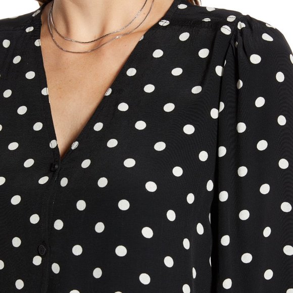 Something Navy Balloon Sleeve Button Front Career Zoom Blouse XS NWT - Picture 4 of 6